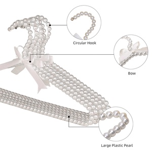 Perchas de Plástico con Perlas, Elegantes Perchas Blancas y Rosas para Abrigos y Pantalones, Perchas para Vestidos de Novia con Lazo y Cuentas, Perchas para Ropa de Hogar y Tienda - Product Image 5