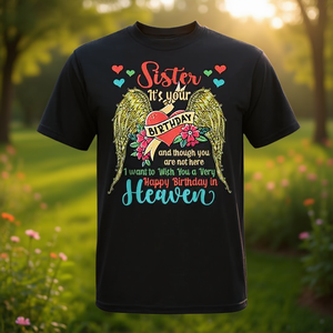 T-shirt commémoratif Joyeux Anniversaire Sœur, avec inscription « Que le ciel vous souhaite un anniversaire très joyeux » pour réunion de famille - Product Image 3