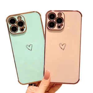 MAXUN-funda de teléfono de lujo con logotipo de corazón <span class=keywords><strong>Para</strong></span> móvil, carcasa de teléfono de lujo con chapado, <span class=keywords><strong>Para</strong></span> <span class=keywords><strong>Xiaomi</strong></span> <span class=keywords><strong>Mi</strong></span> 9 SE 10 <span class=keywords><strong>11</strong></span> 12 <span class=keywords><strong>Lite</strong></span> 11T 10T Pro 12X - Product Image 1