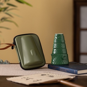 Juego de Té Portátil para Viajes y Festivales, Estilo Guofeng, Taza de Cerámica, Una Tetera, Tres Tazas, Bolsa de Almacenamiento - Product Image 4