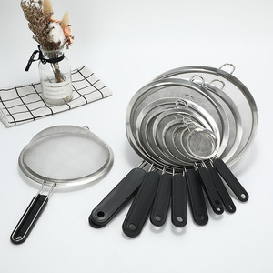 Stainless Steel <b>Strainer</b> With Black Handle Fine <b>Mesh</b> For Deep Frying Snacks - Product Image 2