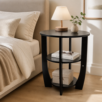 Table d'appoint moderne à 3 niveaux avec cadre en bois courbé et console de rangement multifonction pour salon, hôtel et chambre à coucher