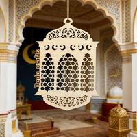 Décoration de Ramadan en bois à suspendre, forme lanterne de mosquée, décorations islamiques du Ramadan