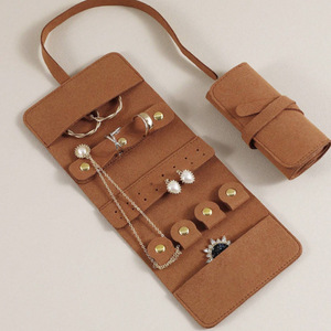 Korean-style minimalist new jewelry storage <b>bag</b>, travel portable <b>bag</b>, microfiber earrings, <b>studs</b>, necklaces, jewelry box - Product Image 3