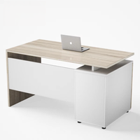 Bureau d'ordinateur moderne pour cadres avec tiroirs de rangement, petit bureau de travail à domicile, bureau de réception, bois bleu et gris