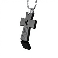 KM8013 Collier pendentif en pierre volcanique à design croisé énergétique, pour diffusion en direct et dropshipping
