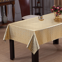 Nappe en PVC métallique RNPT Gold Diamond Panel avec support tissé, imperméable et facile à nettoyer pour table à manger