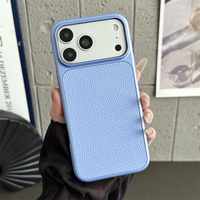 Étui en métal à motif cuir litchi pour iPhone 18 Pro Max 17 16 15 14 13, coque de protection antichoc plaquée pour affaires
