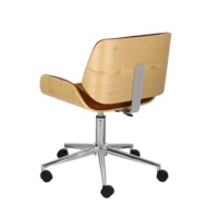 Chaise de bureau moderne en bois courbé et velours, réglable en hauteur, pivotante, avec base chromée