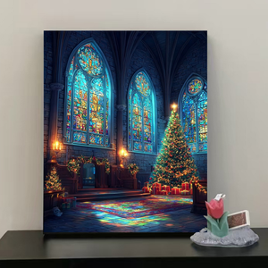 Pintura al Óleo DIY, Hermosa Serie de Iglesias Navideñas, Pintura por Números para Adultos, Decoración Sencilla para Pared, Regalo, Kit Pintado a Mano - Product Image 2