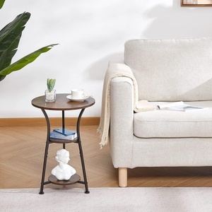 Phòng khách phòng ngủ đầu giường Bàn Sofa 3 tầng kệ gỗ Bàn tròn cuối mộc mạc cổ điển bên bàn - Product Image 2