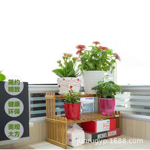 Estante de Bambú de Doble Capa para Plantas, Soporte de Madera para Suculentas de Interior, Estante de Almacenamiento para Sala de Estar o Balcón, Diseño Minimalista - Product Image 2