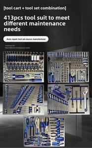 Coffret d'outils complet de réparation automobile en acier allié OEM de 413 pièces, jeu de clés à douilles combinées avec chariot à outils - Product Image 5