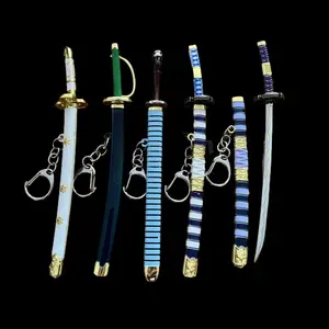 9 Designs 15cm Anime Schlüssel bund Zoro Ruffy Metall waffe Schlüssel anhänger Schwert Modell Ornamente Schlüssel ring