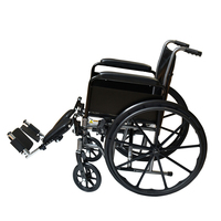Fauteuil roulant en acier avec accoudoir pleine longueur Repose-pieds pivotant avec cerceaux de talon Hauteur réglable de la plaque de repose-pieds Couleur en option