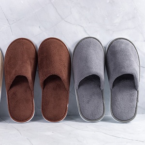 2023 Winter New Collection Ranbay Custom Disposable <strong>Slippers</strong> For Hotels Strip Coral Fleece 7mm EVA Sole Wholesale High Quality - Product Image 2