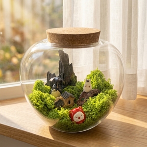 Vaso da Tavolo Moderno di Alta Qualità in Vetro Borosilicato a Forma di Mela con Coperchio in Sughero per Decorazioni Casa e Matrimonio - Product Image 4