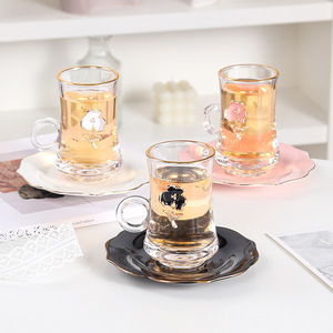 Hot Sale European-Style Turkish Characteristic Gold Pattern <strong>Tea</strong> 6 Cup Saucer <strong>Set</strong> Household Glass Mugs Coffee Afternoon <strong>Tea</strong> <strong>Gift</strong> - Product Image 6