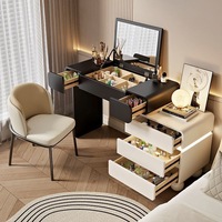 Ensemble de meubles de chambre à coucher pour petit appartement de luxe : coiffeuse, bureau et table de chevet intégrée