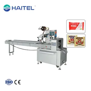 Haitel High quality automatic food pillow plastic pouch horizontal bread biscuit croissant flow packaging machine
