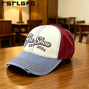 Gorra de Béisbol de 6 Paneles con Logotipo Personalizado, Estilo Urbano, Venta al Por Mayor, Visera Desgastada, Gorra de Algodón Lavado con Bordado, Fabricante - Product Image 1