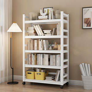 Estantería Yan En independiente de 6 niveles, blanca, para almacenamiento en la sala de estar, biblioteca, con ruedas - Product Image 4