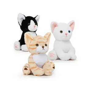 1458 CE Custom Stuffed Animals Cat Toy White Plush Wholesale CPC ASTM F963 Kitten Plush Make Stuffed Animal Cat