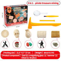 Kit de Excavación Educativo 5 en 1 para Niños, Juguetes de Excavación para Arqueología Pirata, Exploración para Edades de 5 a 7 Años, Hecho de TPR