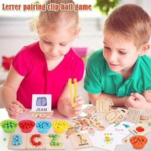 <span class=keywords><strong>Jeu</strong></span> d'Apprentissage Montessori en Bois : Lettres, Mots, Orthographe et Perles à Clipser avec Cartes Lumineuses pour Enfants - Product Image 2