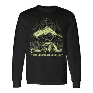 T-shirt à manches longues « Climb Mountains Not Corporate Ladders » pour l'aventure en plein air - Product Image 1
