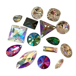 Großhandel Phantasie geformte Glas Nähen auf flachen Rücken Klaue Kristall Diamant Edelstein DIY Strass Strass Teardrop Runde Oval