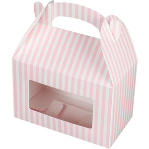 B698 bomboniere a timpano rosa scatole dal Design accattivante a righe con finestra trasparente per animali domestici fienile incorporato con manico In giorno vecchia scatola per pulcini - Product Image 3