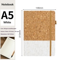 Carnet de notes professionnel portable en papier Dowling à grain de liège, format A5, personnalisable, écologique, pour usage bureautique, design à empiècements, tendances créatives