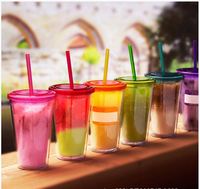 Gelas Tumbler Mickey Mouse Ramah Lingkungan, Dapat Digunakan Kembali, Dinding Ganda, Bahan PP, Botol Anak dengan Sedotan dan Tutup Bertelinga untuk Hadiah Bisnis Grosir
