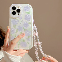 Coque de téléphone portable Temperament Rose compatible avec iPhone 18 Pro Max, iPhone 16, iPhone 15, iPhone 17, iPhone 12, iPhone 8, iPhone 14, transparente et avec chaîne.