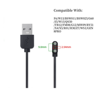 Câble de charge magnétique USB 2.0 à broches Pogo 2 broches 2,54 mm avec gaine en PVC/TPE pour montre connectée LS02