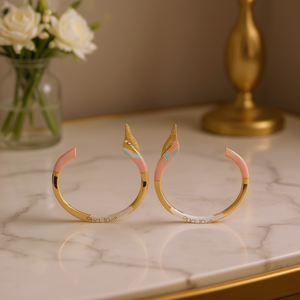 Orecchini a Cerchio Geometrici Placcati Oro Multicolore Real Dog E4517, Gioielli Minimalisti da Donna per Uso Quotidiano, Oro Massiccio 18K - Product Image 2