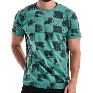 Camiseta de Manga Corta para Hombre, Estampado Geométrico, Cuello Redondo, Corte Ajustado, Secado Rápido, Ropa Casual, 100% Poliéster, Tejido de Punto - Product Image 3