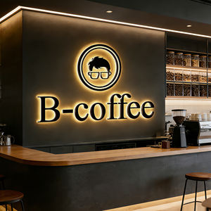 ป้ายไฟ LED แบบกำหนดเอง ป้ายไฟ LED ส่องสว่าง ป้ายโลโก้ 3 มิติ ป้ายไฟติดผนัง ป้ายไฟในร่มสำหรับร้านกาแฟ ป้ายร้านกาแฟ - Product Image 1