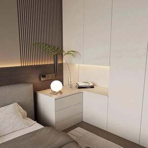 Modern Bedroom Furniture <b>Nightstand</b> with Storage Drawers and Open Wooden Shelves Elegant Bedside Table and Wardrobe - Product Image 2