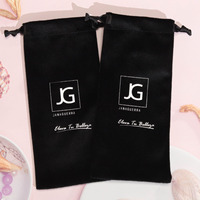 Hot Sale Black Velvet Kordel zug Tasche für Kerzen schneider Verpackung Staub Benutzer definiertes Logo Gedruckte Flanell Samt Geschenk verpackung Tasche