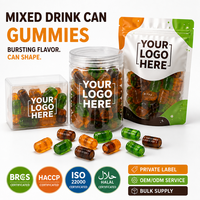 Bonbons gélifiés en gros en forme de canette de soda, fourrés à la confiture, saveurs variées de boissons, centre explosif, moelleux et masticables