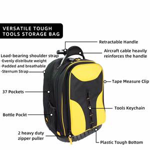Drop Shipping Electrician <strong>Tool</strong> <strong>Bag</strong> Backpack <strong>Roller</strong> 37 Pockets with Hard EVA Base - Product Image 3