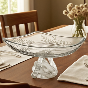Assiette rectangulaire classique en verre cristal écologique à motif végétal avec base nouée pour le service en hôtels, restaurants et fêtes - Product Image 4