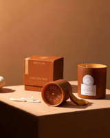 Boîte à bougies personnalisée avec couvercle et base, en carton rigide, insert en papier personnalisable, estampage à chaud, vernis UV sélectif, pelliculage mat, boîte recyclable