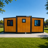Nouvelle solution de maison conteneur extensible en bois de pin, style cabane préfabriquée clé en main avec vidéo, certifiée CE pour le glamping, les complexes hôteliers et les ADU de jardin.