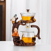 Service à thé en verre résistant à la chaleur maison bouddha brasseur de thé automatique bureau magnétique couvercle semi-automatique bol tasses