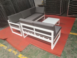 Ensemble de canapé d'angle en aluminium pour jardin extérieur en forme de L, 5 places, avec chaise longue réglable - Product Image 5