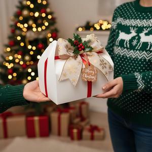 Cajas Grandes con Asas Blancas para Regalos, Cajas para Dulces, Cajas de Papel para Almuerzo, Cajas para Llevar, para Recuerdos, Picnic, Navidad - Product Image 1