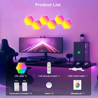Lampes murales hexagonales quantiques RGBIC intelligentes avec télécommande par application, synchronisation musicale, DIY, pour le gaming et la décoration intérieure